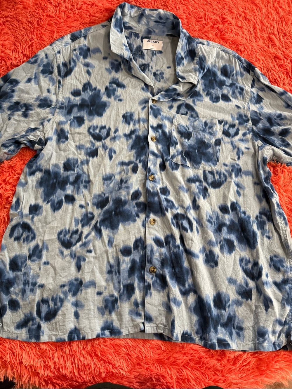 Old Navy Blue Tie-Dye Short Sleeve Button-Down Shirt
